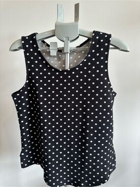 Green Envelope Black and White Polka Dot Top